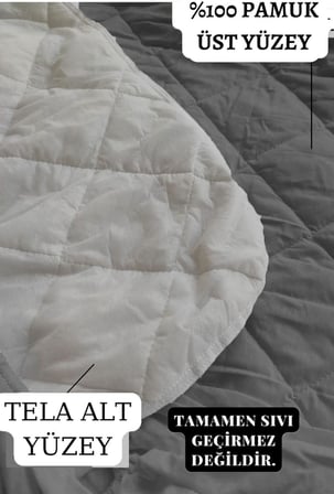 PARKER Renkli Alez Gri-Kapitoneli Fitted-Pamuklu-Yanı Çarşaflı-Çift Kişilik-Tek Kişilik-Bebek Alezi-Su-Yatak Koruyucu (140x200)