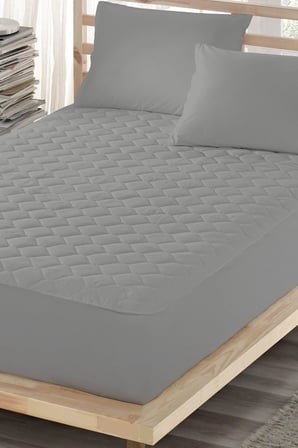 PARKER Renkli Alez Gri-Kapitoneli Fitted-Pamuklu-Yanı Çarşaflı-Çift Kişilik-Tek Kişilik-Bebek Alezi-Su-Yatak Koruyucu 100x200, Ely Parker, 100 X 200