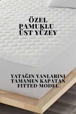 PARKER Pamuklu Yatak Koruyucu Alez Beyaz-Kapitoneli Fitted-Yanı Çarşaflı Bebek Alezi-Terden Korur (60x120)