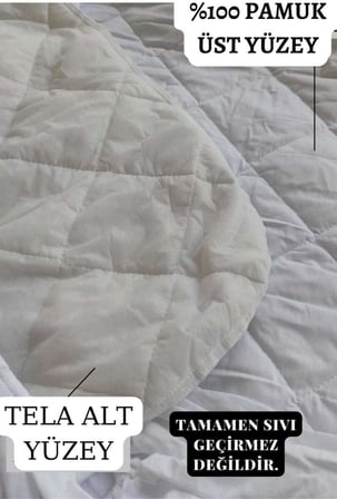 PARKER Pamuklu Yatak Koruyucu Alez Beyaz-Kapitoneli Fitted-Yanı Çarşaflı Bebek Alezi-Terden Korur (60x120)