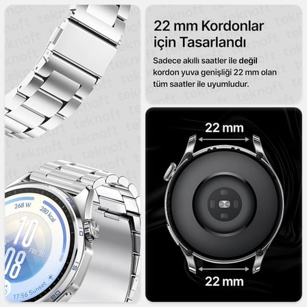 22mm ile Uyumlu Saatler için Paslanmaz Çelik 46mm Baklalı Kordon HUAWEI Watch (GT7 Pro/GT7/GT6 Pro/GT6/GT5 Pro/GT5/GT4/Watch 4 Pro/GT3/GT3 Pro/GT2/GT2 Pro)