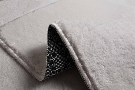 Evilla Modern Dekoratif Örgü Saçaklı Simirna Peluş Halı Yolluk Krem 100 x 100