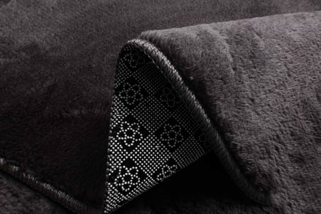 Evilla Modern Dekoratif Örgü Saçaklı Simirna Peluş Halı Yolluk Antrasit 40 x 60