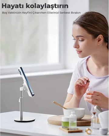 Saiji S1-II Masa için Cep Telefonu & Tablet Standı, Ayarlanabilir Yükseklik Açısı, iPhone, iPad, Samsung vb. Tüm 4''-11''Ekranlar için Uyumludur. Gri