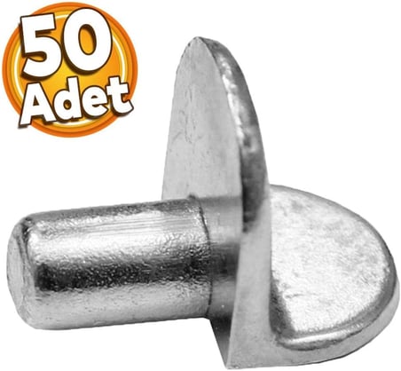 Raf Pimi Düz Nikel Cam Ahşap Metal Raf Tutucu Çivisi Mobilya Dolap Pimi Metal (50 ADET)