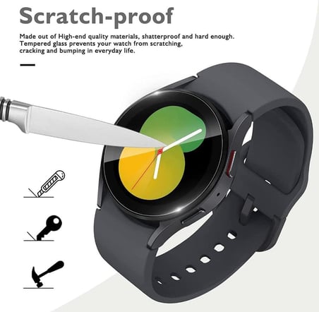 Samsung Galaxy Watch 4 40mm İle Uyumlu Ekran Koruyucu Çizilmeye Dayanıklı Akıllı Saat Koruması, 9H Temperli Kırılmaz Esnek Nano Cam, HD Şeffaf 2 Adet