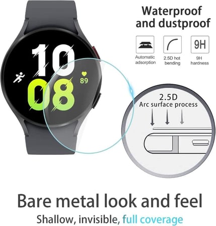 Samsung Galaxy Watch 4 40mm İle Uyumlu Ekran Koruyucu Çizilmeye Dayanıklı Akıllı Saat Koruması, 9H Temperli Kırılmaz Esnek Nano Cam, HD Şeffaf 2 Adet