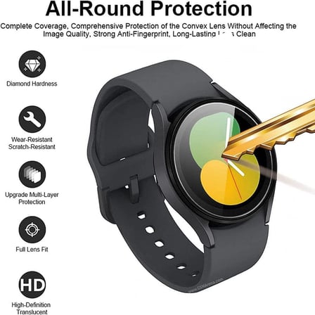 Samsung Galaxy Watch 5 44mm İle Uyumlu Ekran Koruyucu Çizilmeye Dayanıklı Akıllı Saat Koruması, 9H Temperli Kırılmaz Esnek Nano Cam, HD Şeffaf 2 Adet