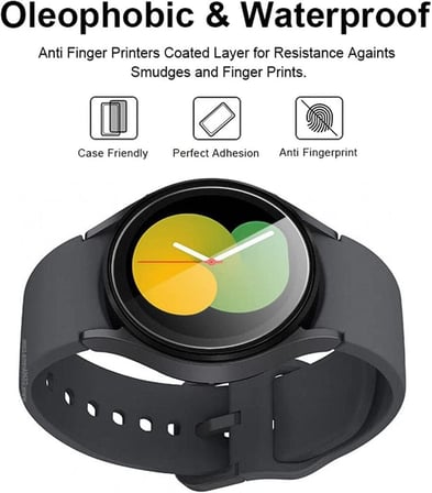 Samsung Galaxy Watch 5 44mm İle Uyumlu Ekran Koruyucu Çizilmeye Dayanıklı Akıllı Saat Koruması, 9H Temperli Kırılmaz Esnek Nano Cam, HD Şeffaf 2 Adet