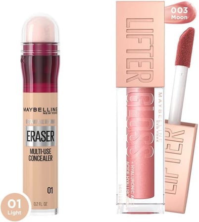 New York Instant Anti Age Eraser Kapatıcı, 01 Light + Lifter Gloss Nemlendirici Dudak Parlatıcısı - 003 Moon