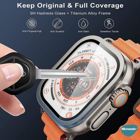 Apple Watch Ultra Tam Kaplayan Cam Ekran Koruyucu V2 Gümüş [Watch Ultra ile Uyumlu Ekran Koruyucu - Gümüş]