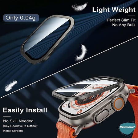 Apple Watch Ultra Tam Kaplayan Cam Ekran Koruyucu V2 Gümüş [Watch Ultra ile Uyumlu Ekran Koruyucu - Gümüş]