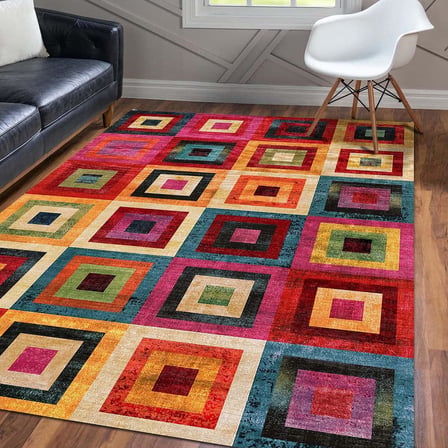Dizayn Amber Desenli Kadife Pamuk Tabanlı Yıkanabilen Kaydırmaz Antibakteriyel Salon Halısı 60X190