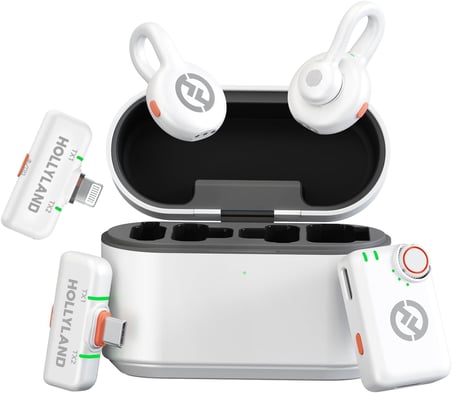 Lark M2S Ultimate Combo (Kamera RX+Yıldırım RX+Tip-C RX) iPhone/Kamera/Android/PC, Kompakt Mikrofon, Titanyum Klip, Gürültü Engelleme, Vlog (Buzul Beyazı) için Kablosuz Yaka Mikrofonu