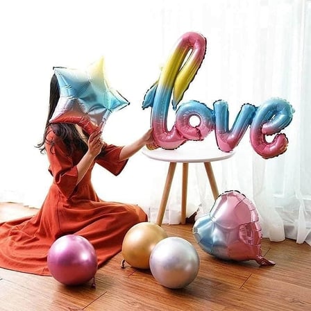 45 Cm Kalp Folyo Balon (Gökkuşağı)