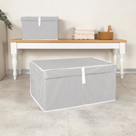 Kapısı Çok Amaçlı Düzenleyici Kapaklı Sandık Tipi Kutu Hurç Organizer (60 x 40 x 30, Gri)