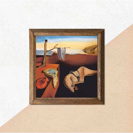Salvador Dalí Belleğin Azmi Taş Duvar Tablosu - Ahşap Çerçeveli Taş Tablo - 25X25 Cm - Dekoratif Duvar Sanatı - Modern Ev Ve Ofis Duvar Dekoru W1-310