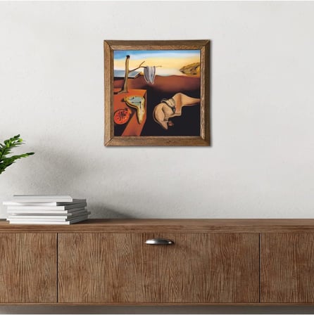 Salvador Dalí Belleğin Azmi Taş Duvar Tablosu - Ahşap Çerçeveli Taş Tablo - 25X25 Cm - Dekoratif Duvar Sanatı - Modern Ev Ve Ofis Duvar Dekoru W1-310