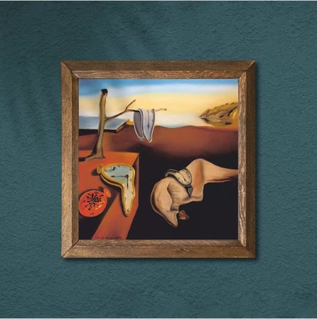 Salvador Dalí Belleğin Azmi Taş Duvar Tablosu - Ahşap Çerçeveli Taş Tablo - 25X25 Cm - Dekoratif Duvar Sanatı - Modern Ev Ve Ofis Duvar Dekoru W1-310