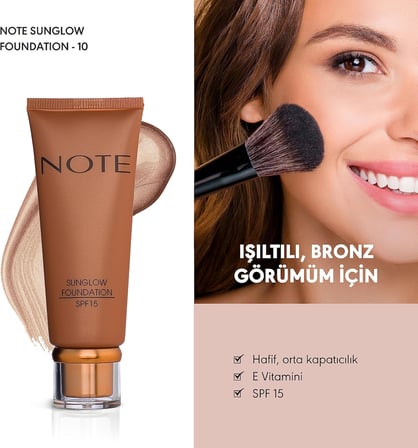 Cosmetics Sunglow 10 Işıltılı SPF 15 Bronzlaştırıcı Fondöten