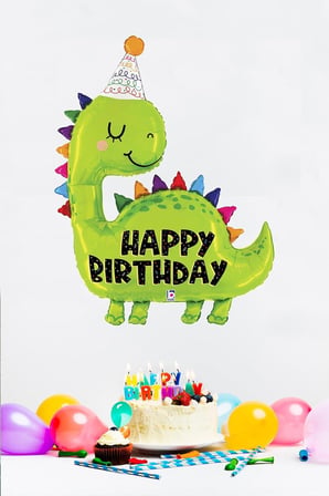 Büyük Dinozor Balon Happy Birthday Yazılı 97cm