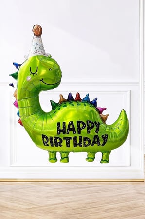 Büyük Dinozor Balon Happy Birthday Yazılı 97cm