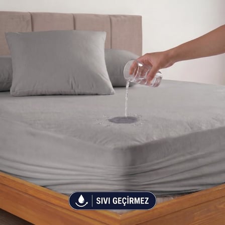 Gri Sıvı Geçirmez Alez - Tek-Çift Kişilik Alez - Mikrofiber Kumaş - Fitted(Yatağı Saran) Alez - Yatak Koruyucu Alez-Çarşaf(160x200)