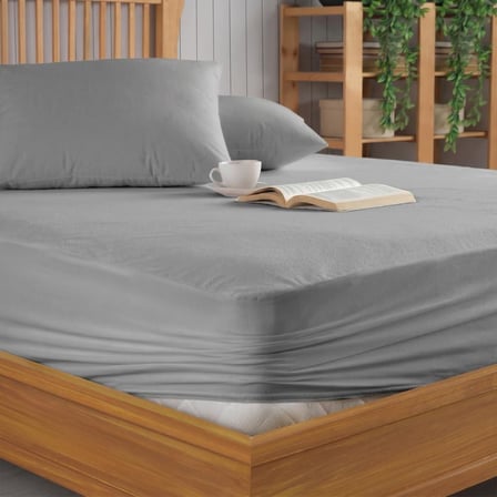 Gri Sıvı Geçirmez Alez - Tek-Çift Kişilik Alez - Mikrofiber Kumaş - Fitted(Yatağı Saran) Alez - Yatak Koruyucu Alez-Çarşaf(160x200)