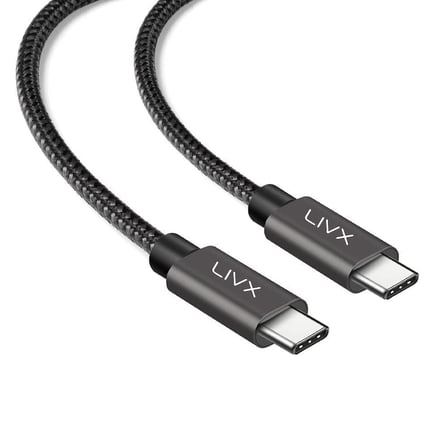 100W 5A Type C to Type C 50 cm Hızlı Şarj ve Data Kablosu Halat Örgülü Space Gray