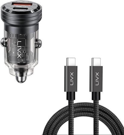 45W PD/QC Mini Araç şarj Cihazı ve 1 metre Hızlı Şarj Ve Data Kablosu L35 - TCT-01