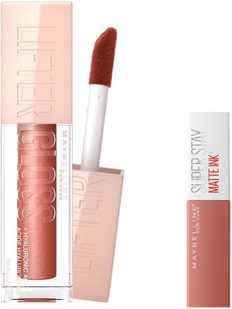 New York Lifter Gloss Nemlendirici Dudak Parlatıcısı 009 Topaz & Mini Super Stay Matte Ink Likit Mat Ruj 65 Seductress Makyaj Seti