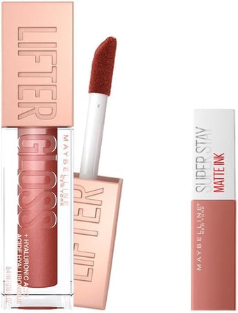 New York Lifter Gloss Nemlendirici Dudak Parlatıcısı 016 Rust & Mini Super Stay Matte Ink Likit Mat Ruj 65 Seductress Makyaj Seti