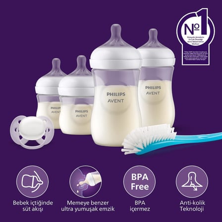 Avent Natural Response Yenidoğan Hediye Seti, Doğal Tepkili Biberon Emziği, SCD837/12