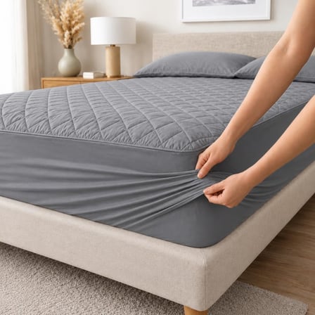 Yatak Koruyucu Alez Kapitone Gri Renk%100 Pamuk Fitted Alez Çarşaf 180 X 200