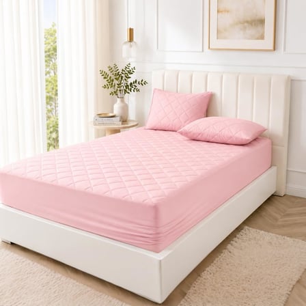 Yatak Koruyucu Alez Kapitone Pudra Renk%100 Pamuk Fitted Alez Çarşaf 90 X 190
