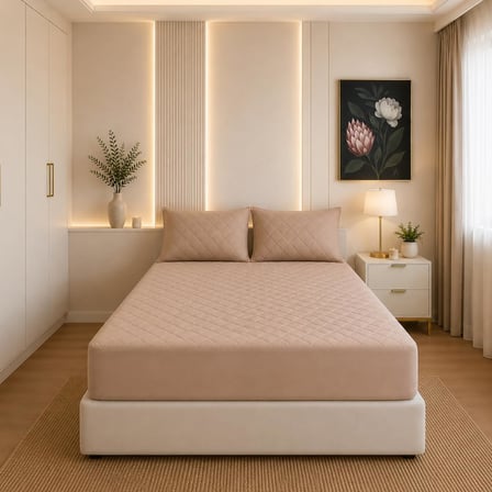 Yatak Koruyucu Alez Kapitone Kahverengi Renk%100 Pamuk Fitted Alez Çarşaf 160 X 200