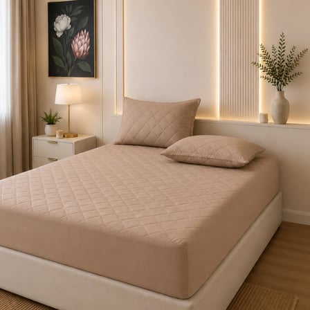 Yatak Koruyucu Alez Kapitone Kahverengi Renk%100 Pamuk Fitted Alez Çarşaf 160 X 200