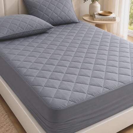 Yatak Koruyucu Alez Kapitone Gri Renk%100 Pamuk Fitted Alez Çarşaf 90 X 190