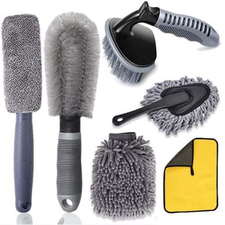 Profesyonel 6 Parça Mikrofiber Araç Yıkama Seti Araç Jant Yıkama Fırcası Bezi Araç Yıkama Fırca Seti