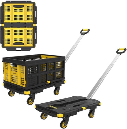 PC532B 137kg 62x45cm Dört Tekerli Çekme Kollu Yük ve Paket Taşıma Arabası + FT505 25Kg Katlanır Çok Amaçlı Taşıma Sepeti