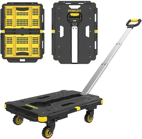 PC532B 137kg 62x45cm Dört Tekerli Çekme Kollu Yük ve Paket Taşıma Arabası + FT505 25Kg Katlanır Çok Amaçlı Taşıma Sepeti