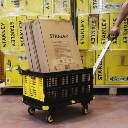 PC532B 137kg 62x45cm Dört Tekerli Çekme Kollu Yük ve Paket Taşıma Arabası + FT505 25Kg Katlanır Çok Amaçlı Taşıma Sepeti