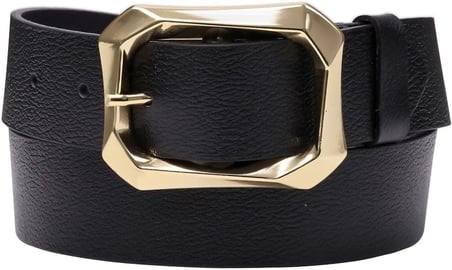 Moda Gold Renk Tokalı, Tek parça yumuşak hakiki deri Koyu Kahverengi kemer, Genişlik 3.8 cm