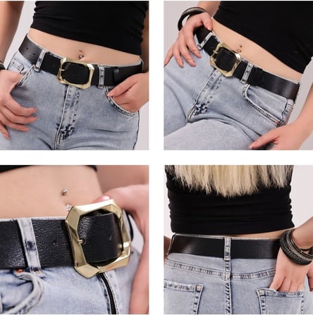 Moda Gold Renk Tokalı, Tek parça yumuşak hakiki deri Koyu Kahverengi kemer, Genişlik 3.8 cm