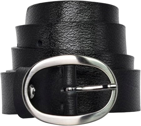 Hakiki Deri Mat Gümüş Oval Tokalı İnce Kadın Kemeri, 3 cm 3cm-KDN-39-nik.ov