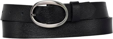 Hakiki Deri Mat Gümüş Oval Tokalı İnce Kadın Kemeri, 3 cm 3cm-KDN-39-nik.ov