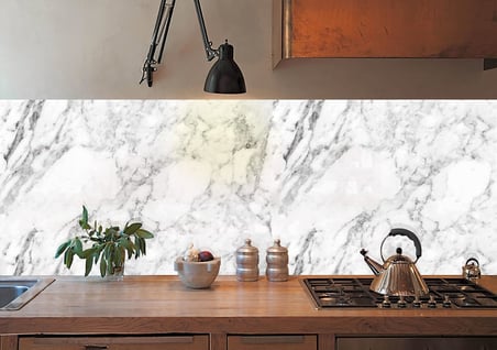 Kendinden Yapışkanlı Beyaz Mermer Desenli PVC Panel, Yapışkanlı Yer Zemin Kaplama, Duvar Kaplama, Fayans Çıkartması 41x62 cm (4 Adet / 1 m²)