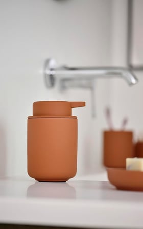Denmark Ume sıvı sabun dispenseri, seramik/seramik Soft Touch kaplamalı, İskandinav tasarım, 250 ml, yükseklik 12,8 cm, terakota