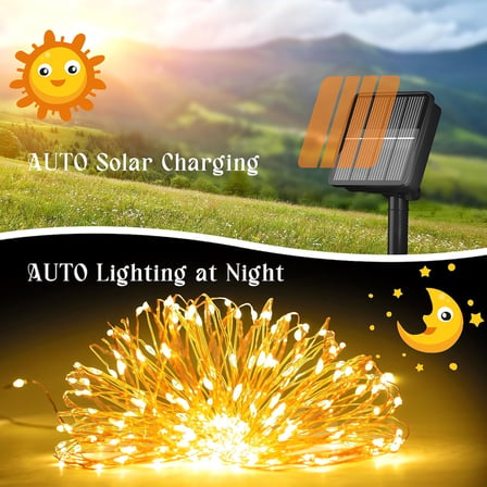 Dış Mekan için Solar String Işıklar, 200 LED 72 Ft Güneş Işığı Dış Mekan Su Geçirmez 8 Modlu, Güneş Işığı Dış Mekan Veranda Ağacı Noel Partisi Düğün Dekoru için (Sıcak Beyaz)
