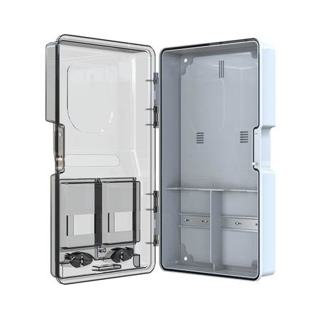 Kutusu 12 Sigortalı Monofaze/Trifaze Sıva Üstü Sayaç Kutusu IP54 34.2 x 57.8 x 13.6 cm POLİ 017-E